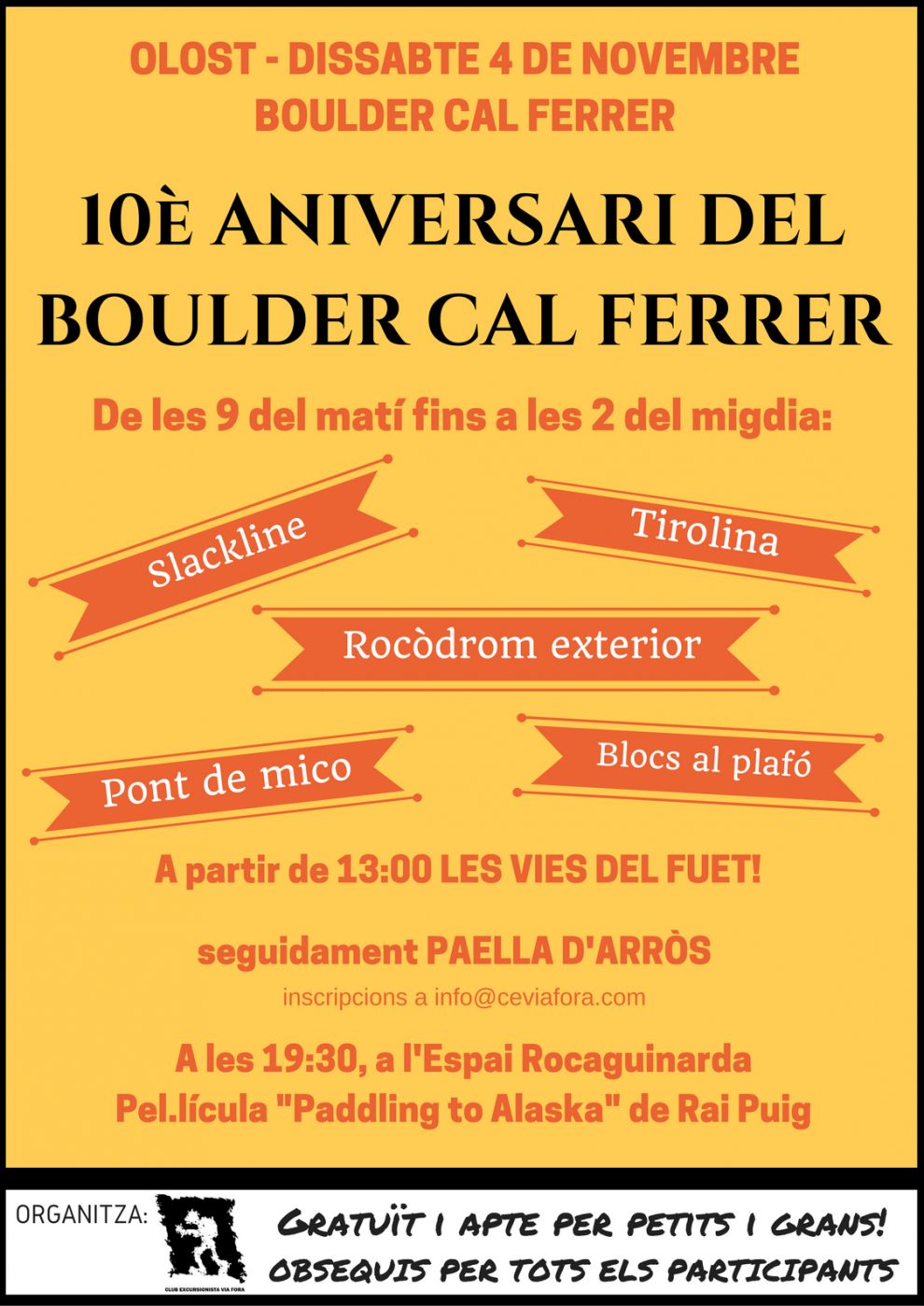 El Club Excursionista Via Fora celebra el  10è Aniversari del Bulder Cal Ferrer